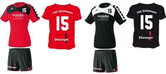 Trikots des TSV Zizishausen mit der Ellwanger GmbH als Sponsor.